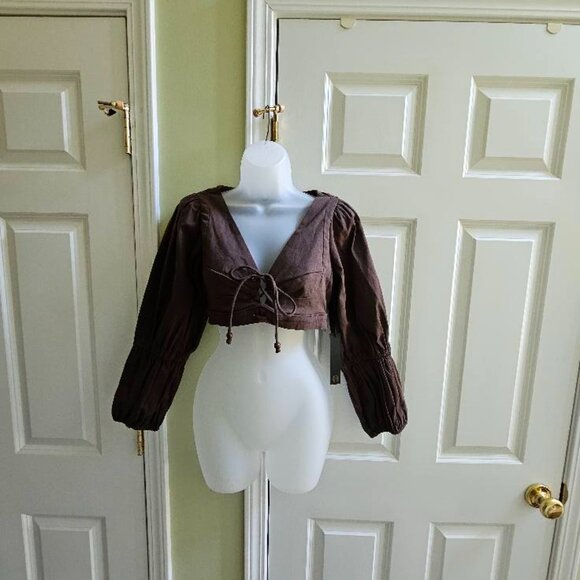 NWT House of Harlow 1960 x Revolve Dark Brown Rogue Top Size Small - Picture 4 of 14